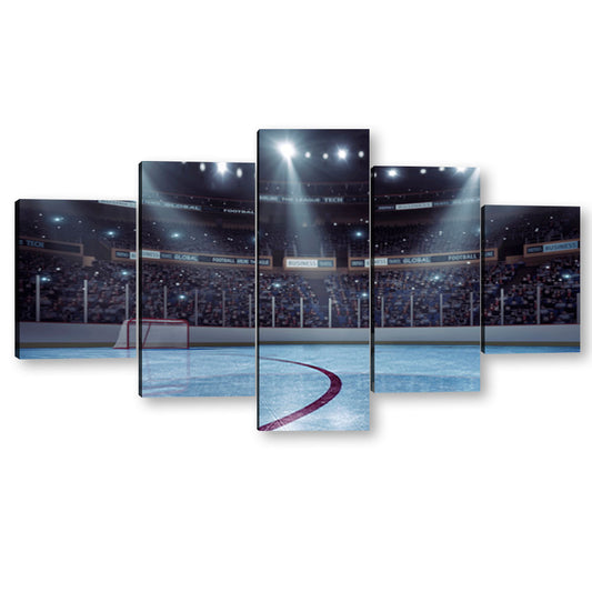 5 Piece Icy Hockey Arena Canvas Wall Art