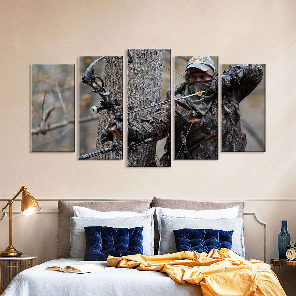 5 Piece Bow Hunter Ready to Shoot Canvas Wall Art