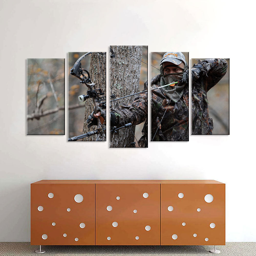 5 Piece Bow Hunter Ready to Shoot Canvas Wall Art