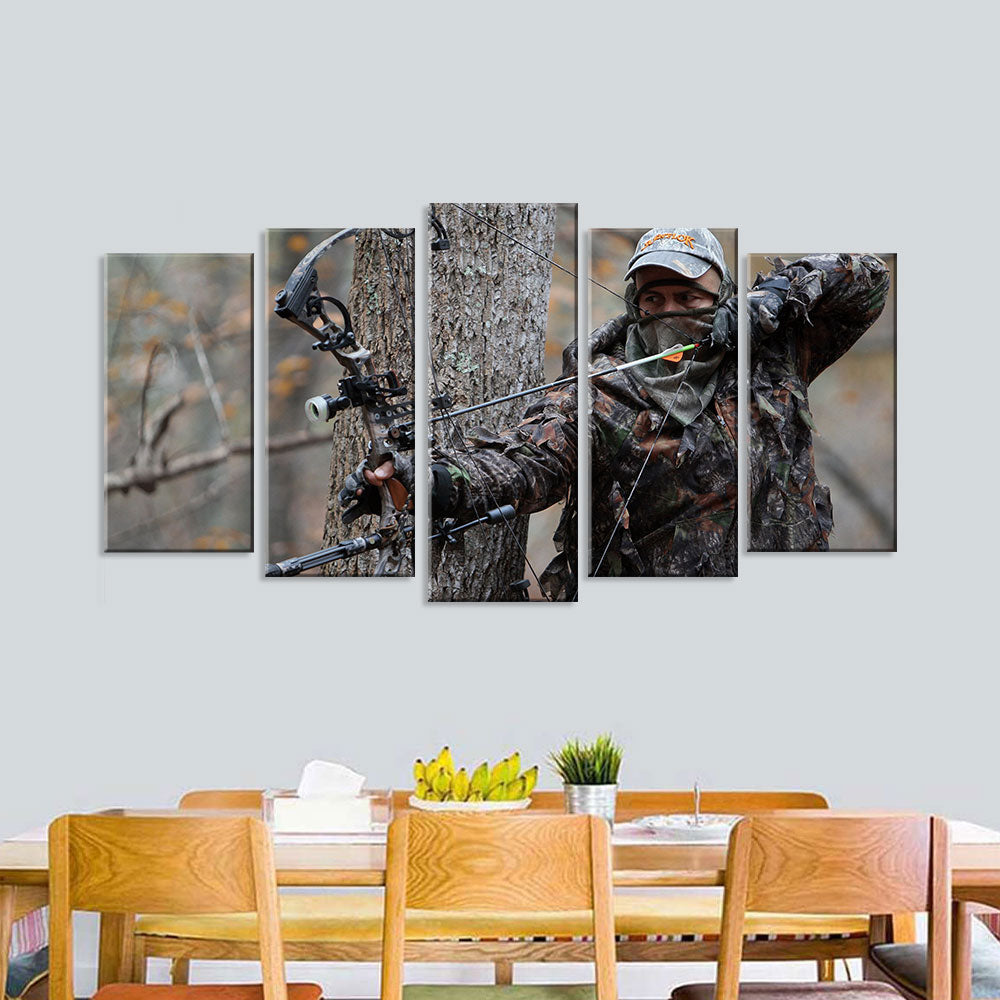 5 Piece Bow Hunter Ready to Shoot Canvas Wall Art