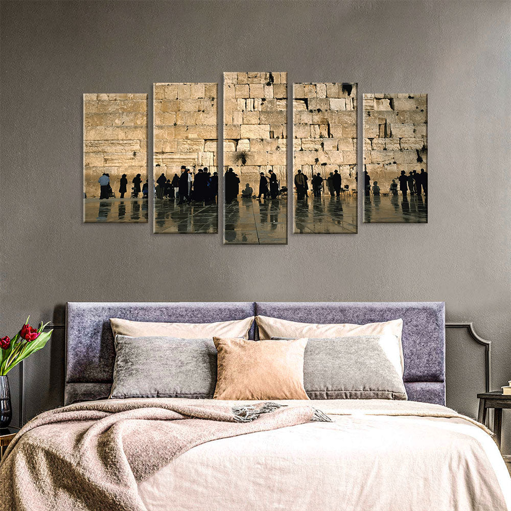 5 Piece Western Wall in Jerusalem Canvas Wall Art
