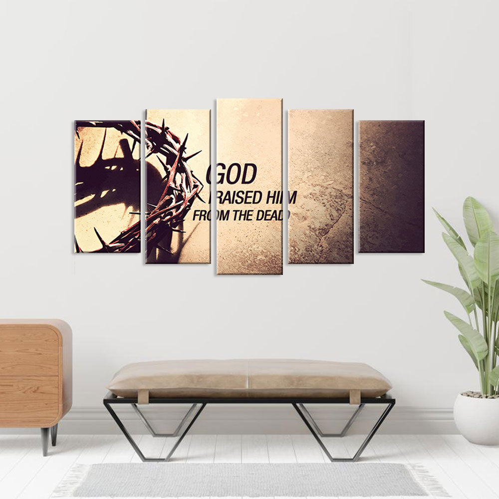 5 Piece "God Raised Him from the Dead" Canvas Wall Art