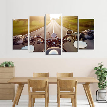 5 Piece Motorcycle Adventure Canvas Wall Art