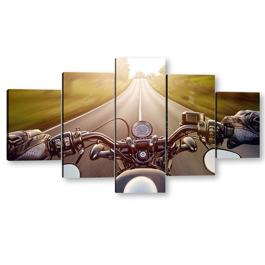 5 Piece Motorcycle Adventure Canvas Wall Art