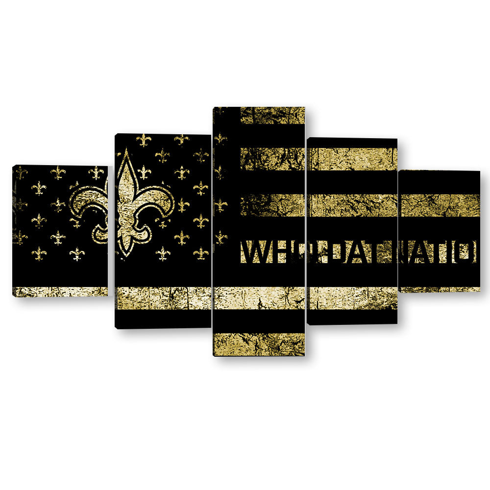 5 Piece New Orleans Saints in American Flag Canvas Wall Art