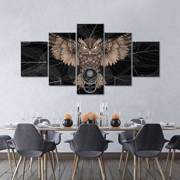 Abstract Digital Owl Canvas Wall Art