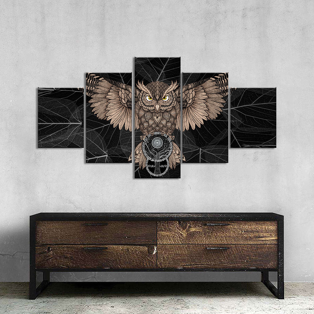 Abstract digital owl canvas wall art