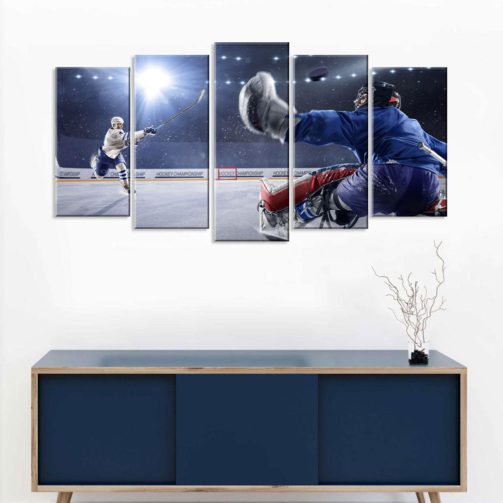 5 Piece Ice Hockey Offensive and Defensive Play Canvas Wall Art