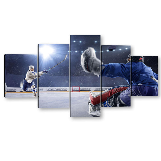 5 Piece Ice Hockey Offensive and Defensive Play Canvas Wall Art