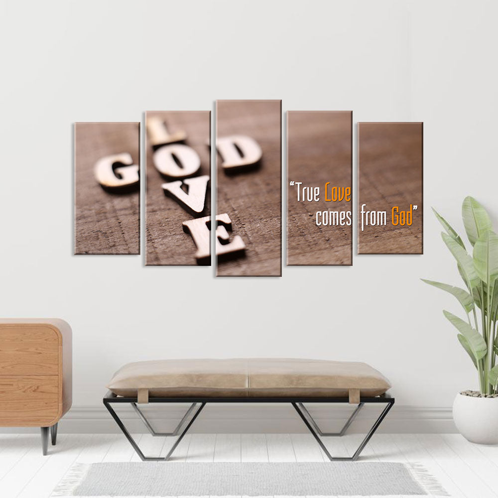 5 Piece "True Love Comes From God" Canvas Wall Art