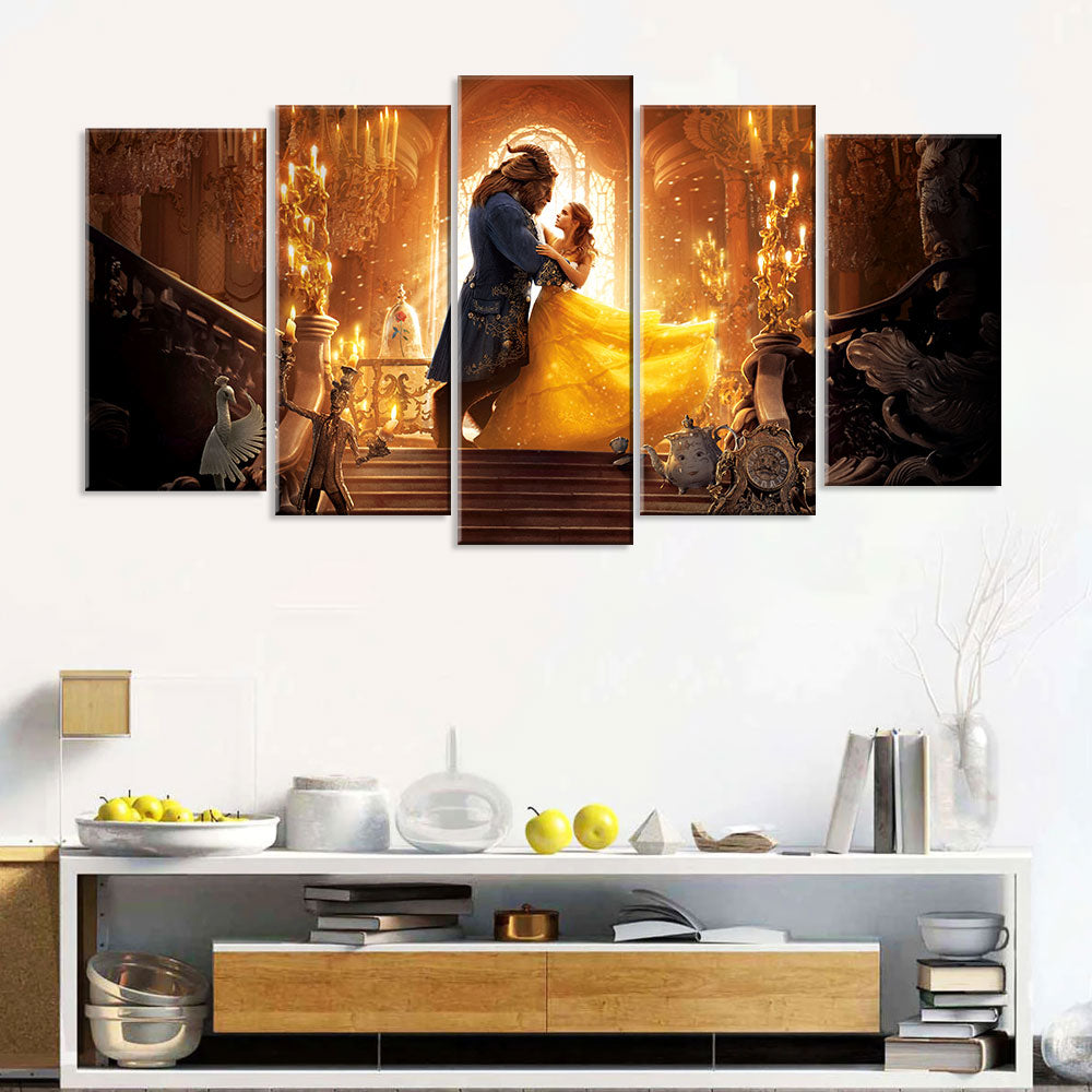 5 Piece Beauty and the Beast Canvas Wall Art