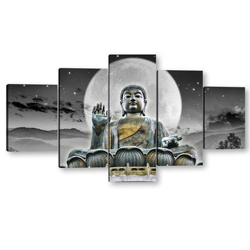 5 Piece Giant Tian Tan Buddha Canvas Wall Art