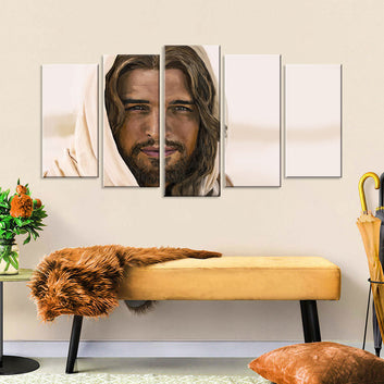 5 Piece Canvas Art Featuring a Portrait of Jesus Christ