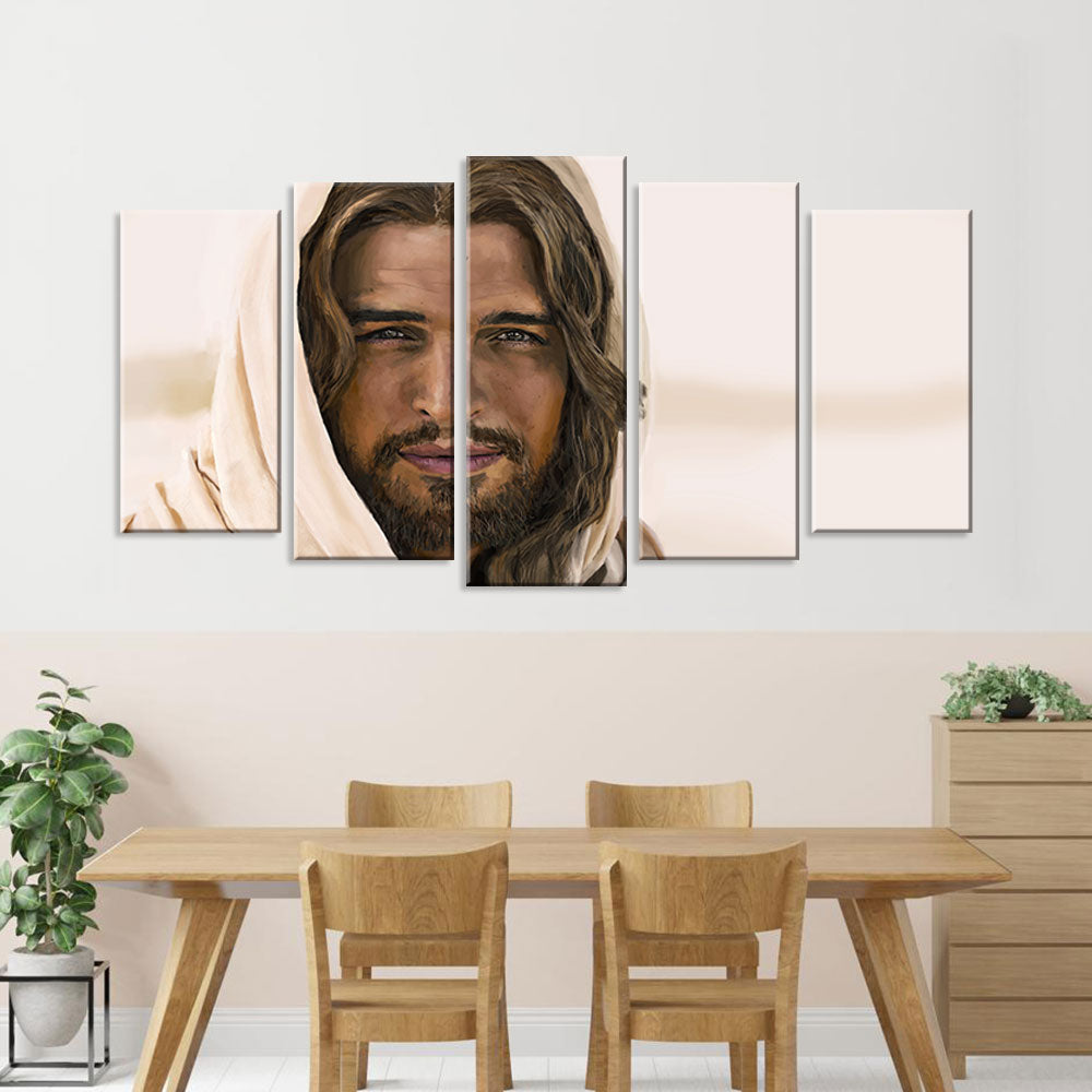 5 Piece Canvas Art Featuring a Portrait of Jesus Christ