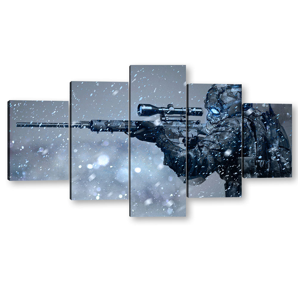 5 Piece Sniper in Snow Canvas Wall Art