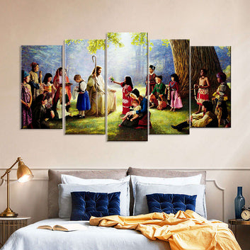 5 Piece Jesus Children of the World Canvas Wall Art