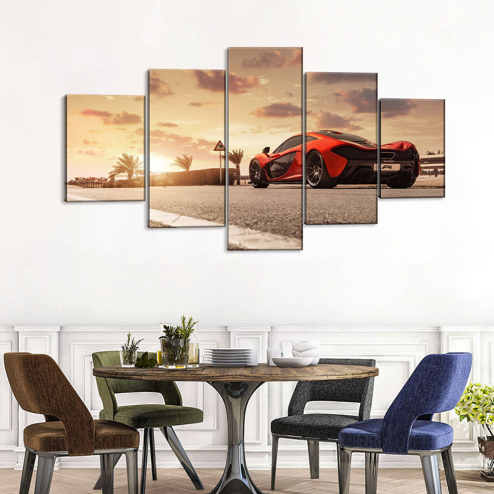 5 Piece McLaren P1 in Sunset Canvas Wall Art