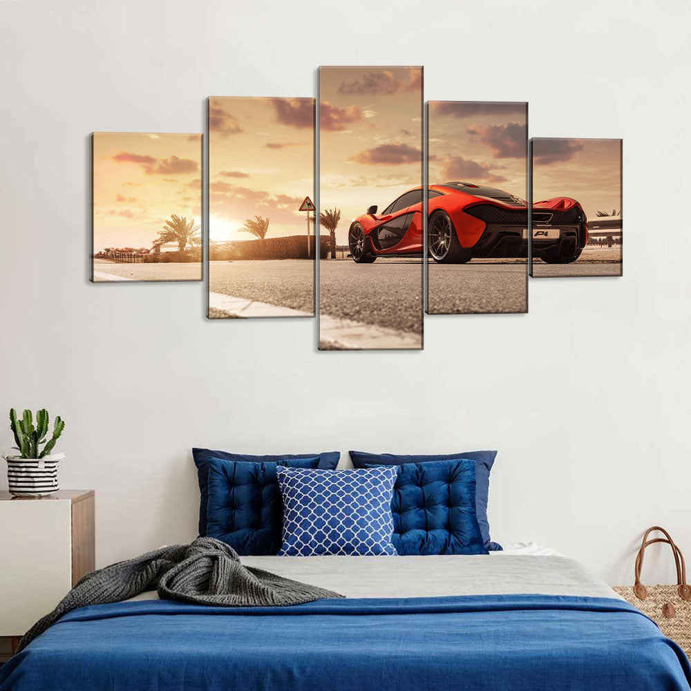 5 Piece McLaren P1 in Sunset Canvas Wall Art