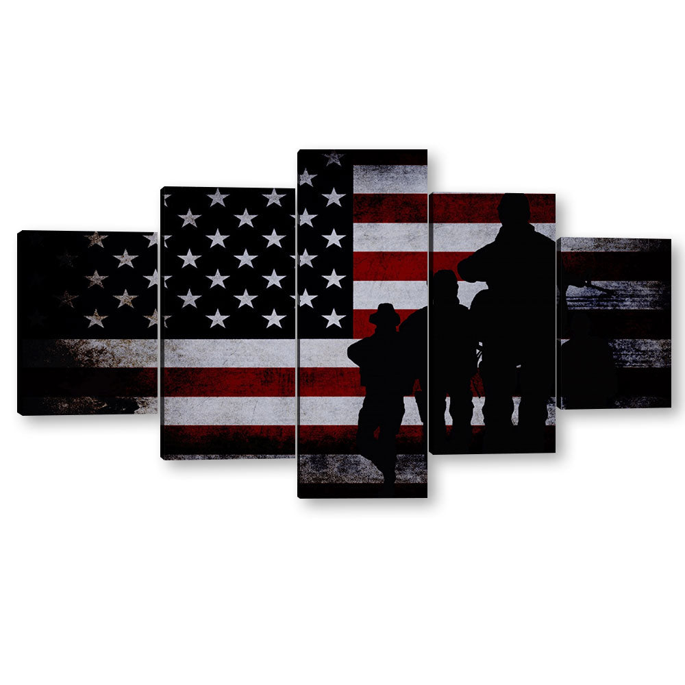 5 Piece Veterans Pride American Flag Canvas Wall Art