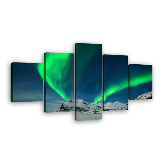 Colorful Borealis Dancing in the Sky Canvas Wall Art