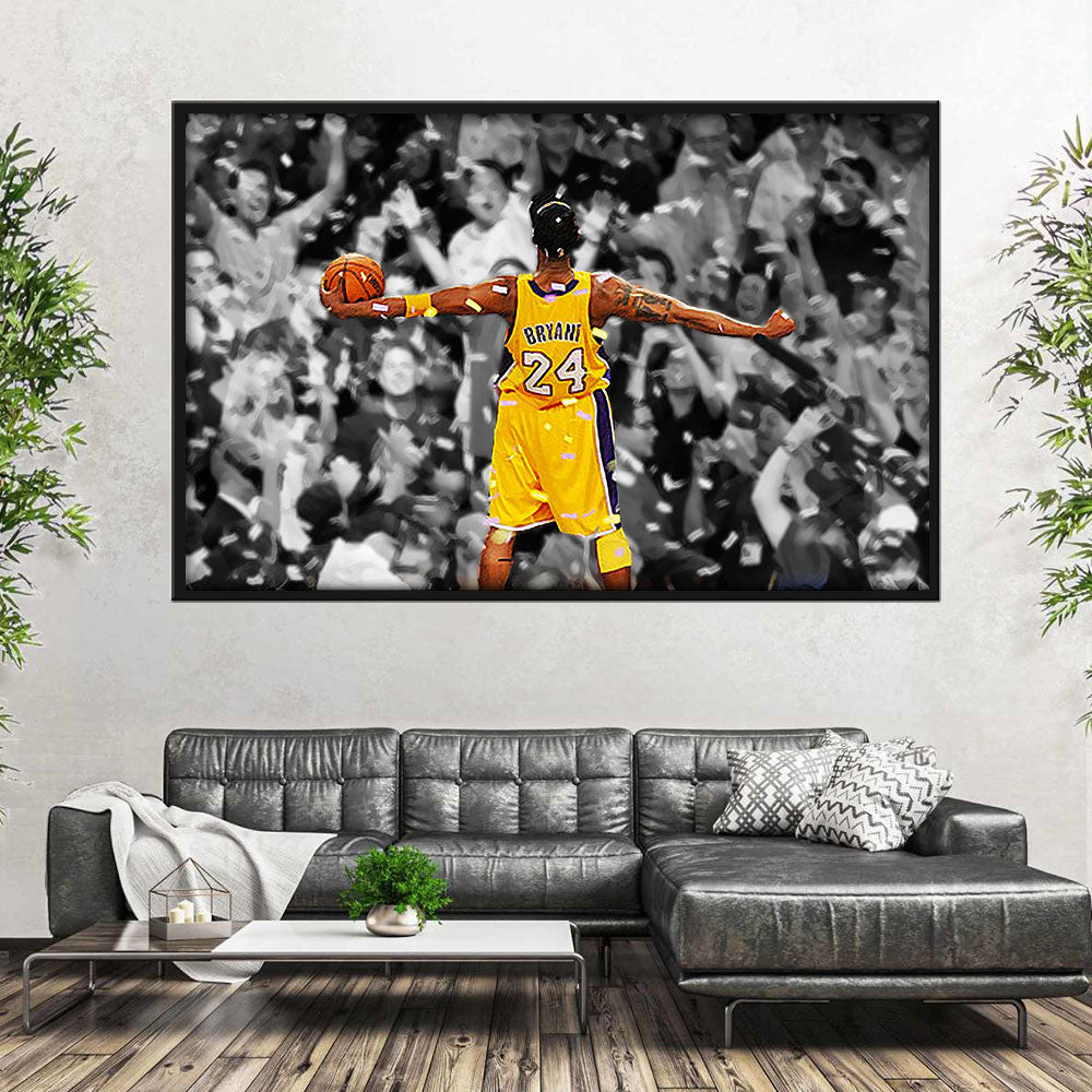Kobe Bryant Celebrating Canvas Wall Art