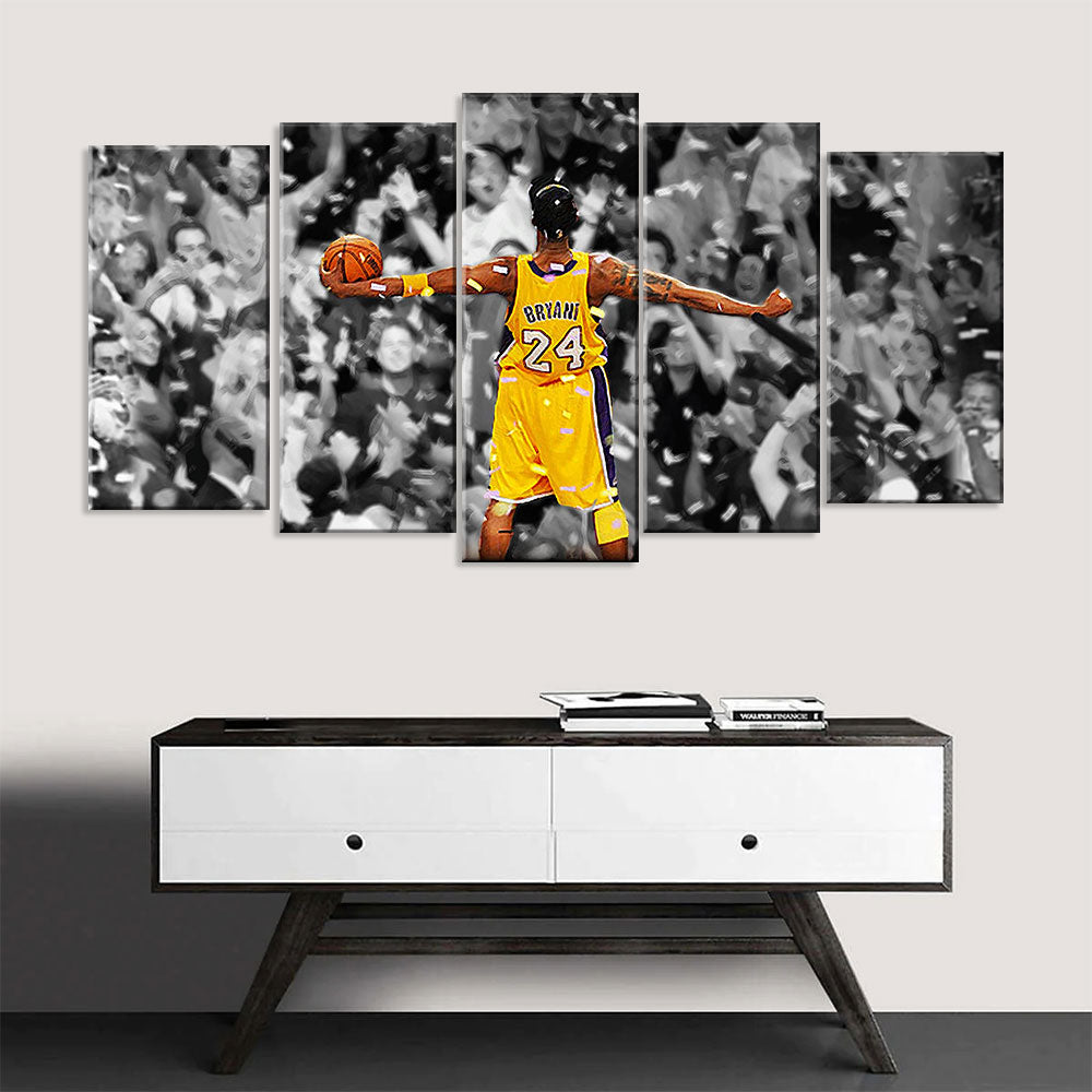 Kobe Bryant Celebrating Canvas Wall Art