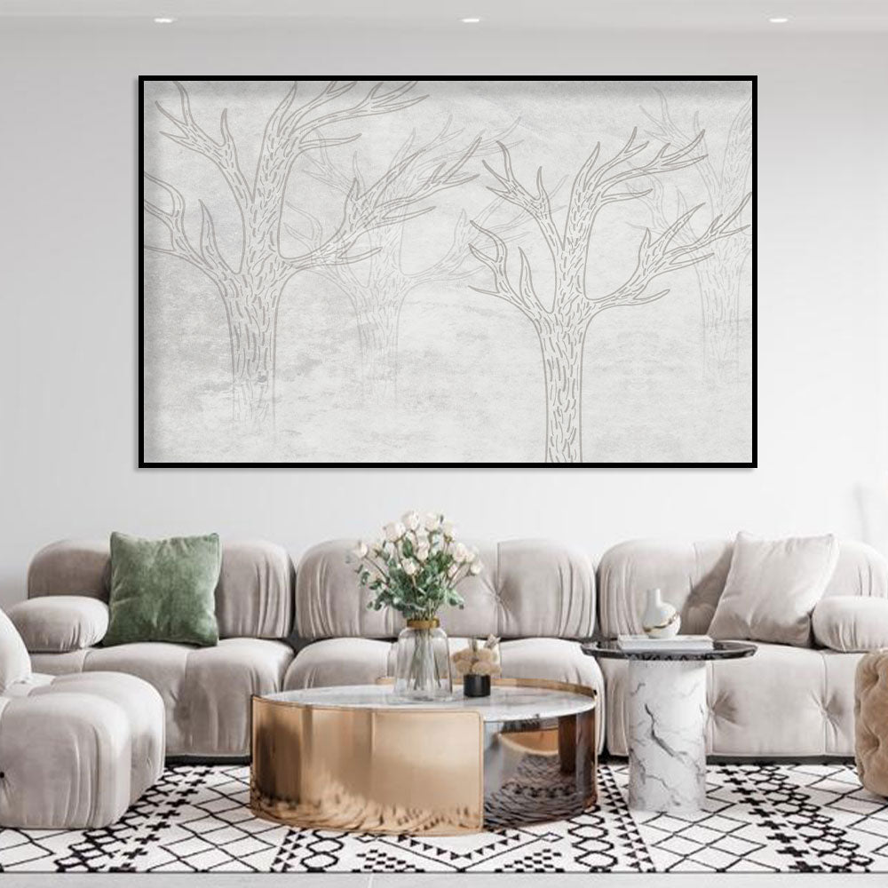 Abstract Winter Trees Canvas Wall Art