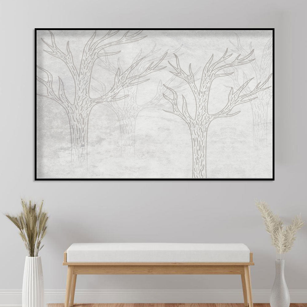 Abstract Winter Trees Canvas Wall Art