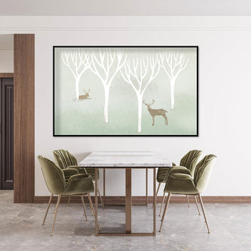 Serene Deer in Winter Grove Canvas Wall Art