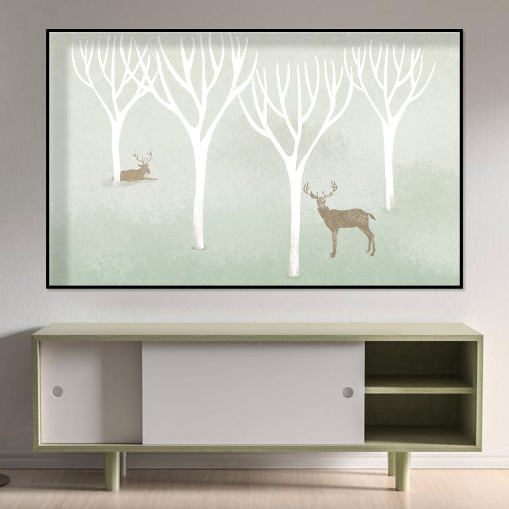 Serene Deer in Winter Grove Canvas Wall Art