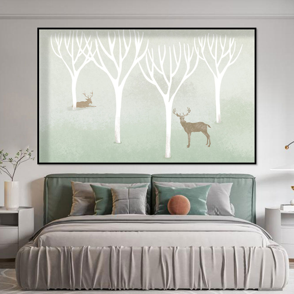 Serene Deer in Winter Grove Canvas Wall Art