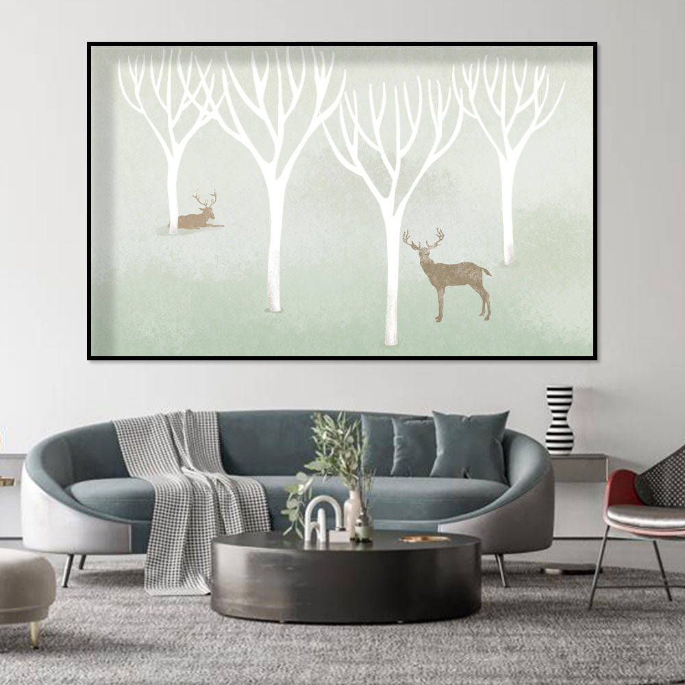 Serene Deer in Winter Grove Canvas Wall Art