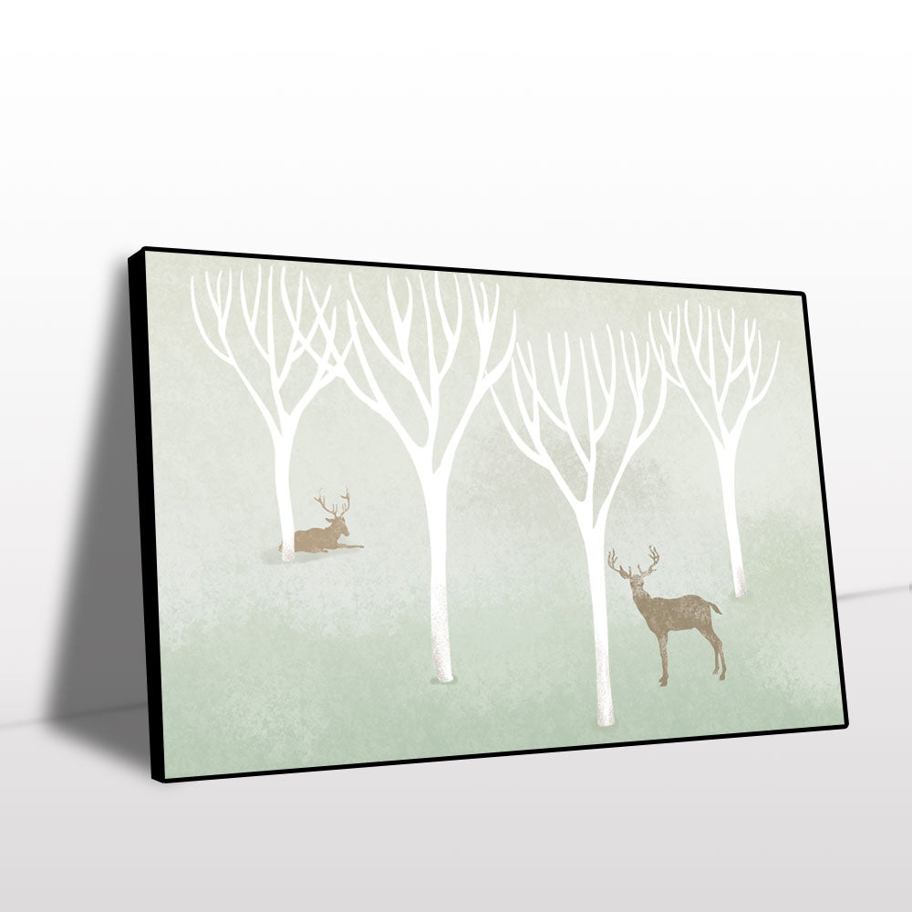 Serene Deer in Winter Grove Canvas Wall Art