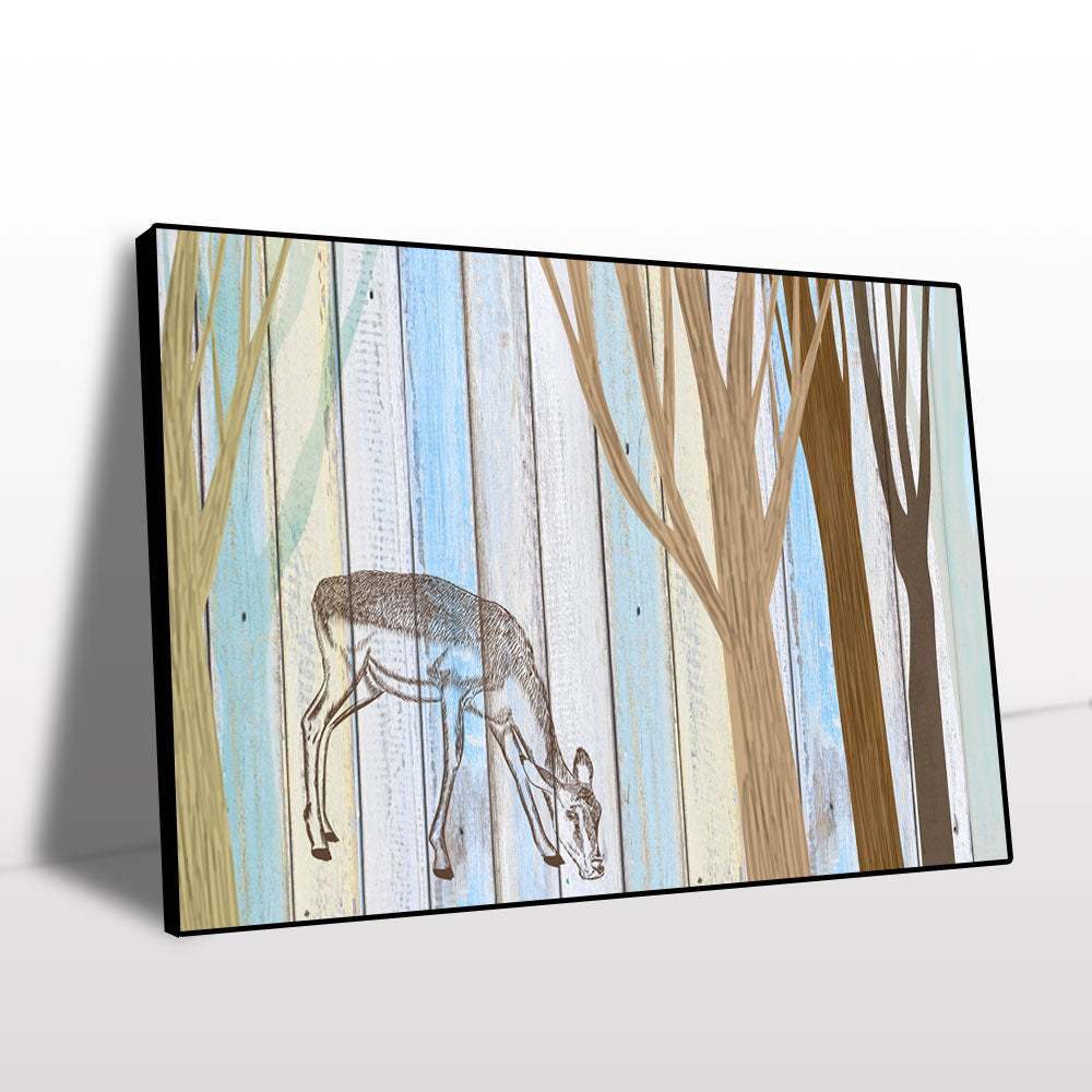 Pastel Forest with Grazing Deer Canvas Wall Art