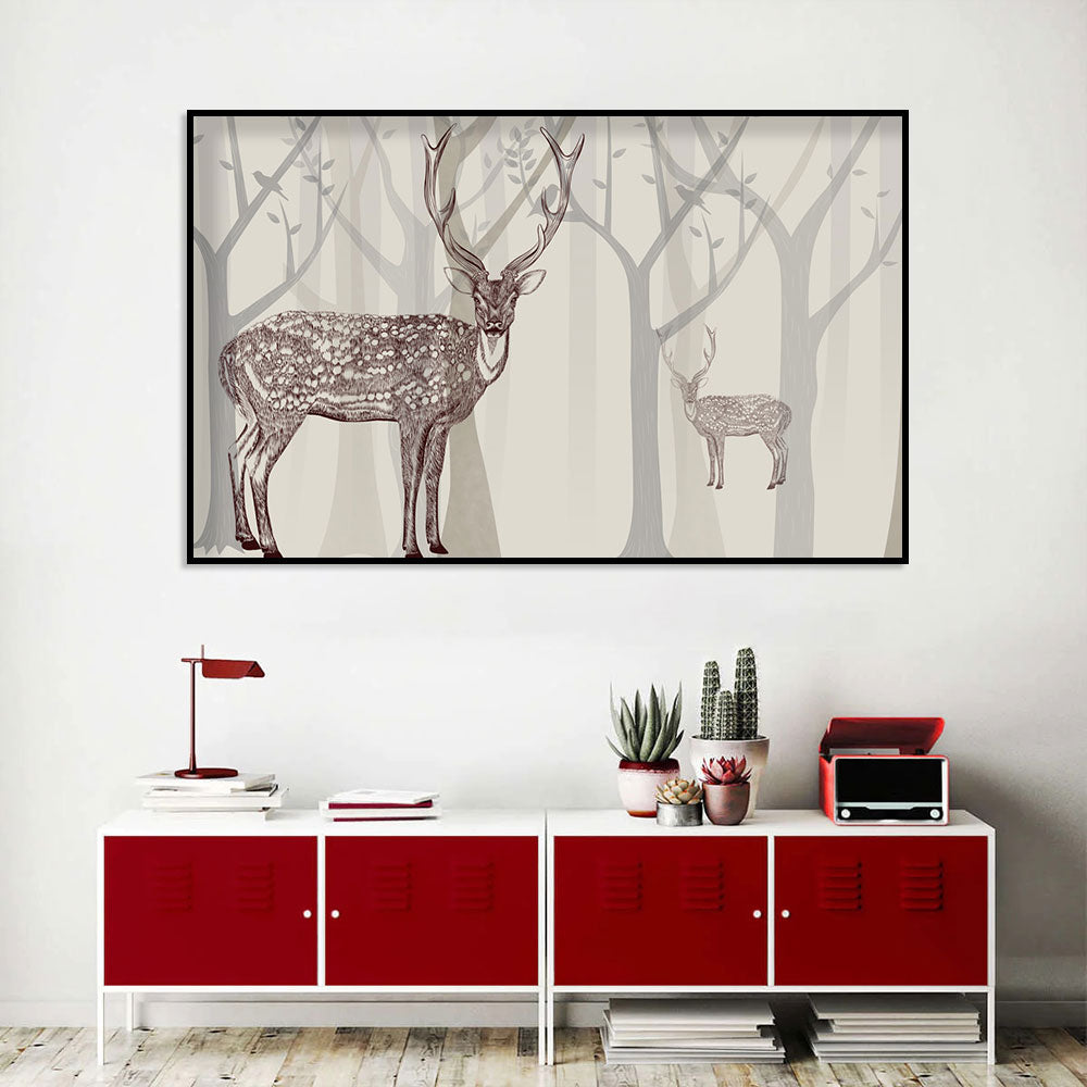 Majestic Forest Deer Canvas Wall Art