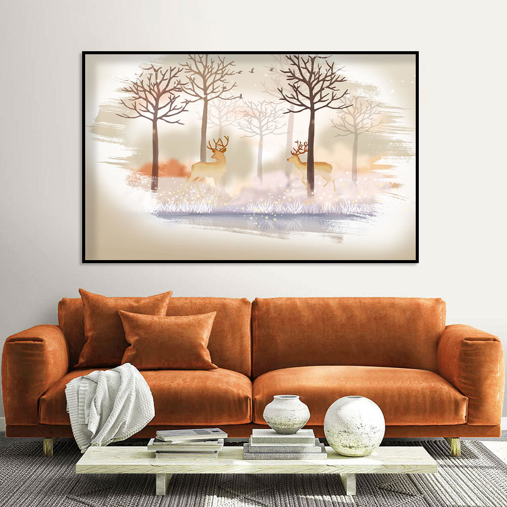 Tranquil Woodland Deer Canvas Wall Art