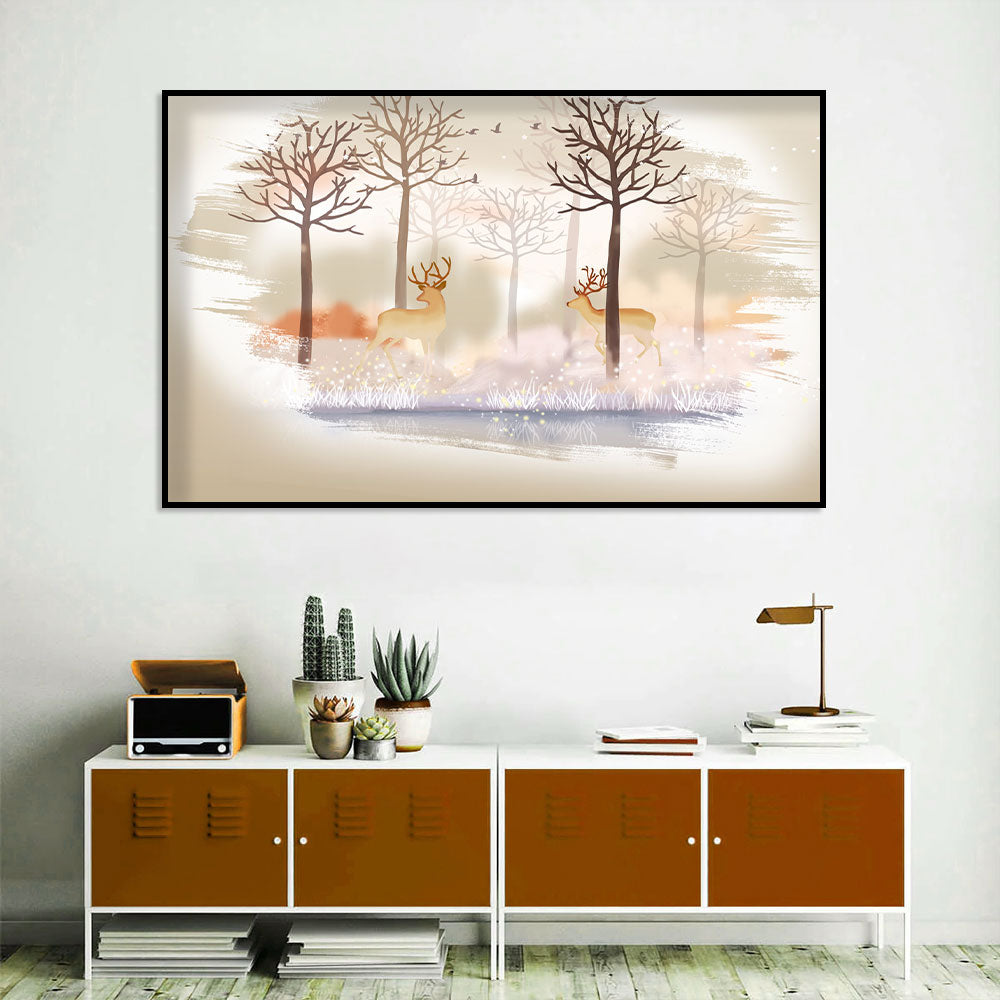 Tranquil Woodland Deer Canvas Wall Art