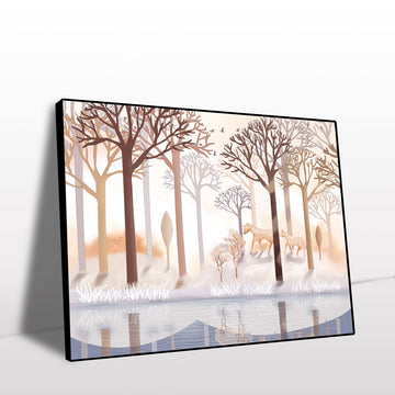  Peaceful Forest Horses Canvas Wall Art