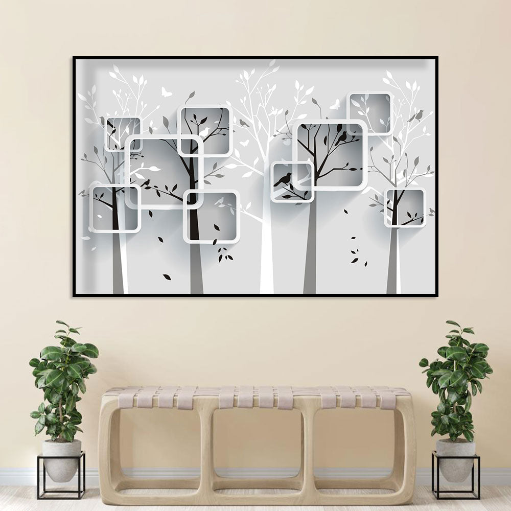 Geometric Forest Harmony Canvas Wall Art