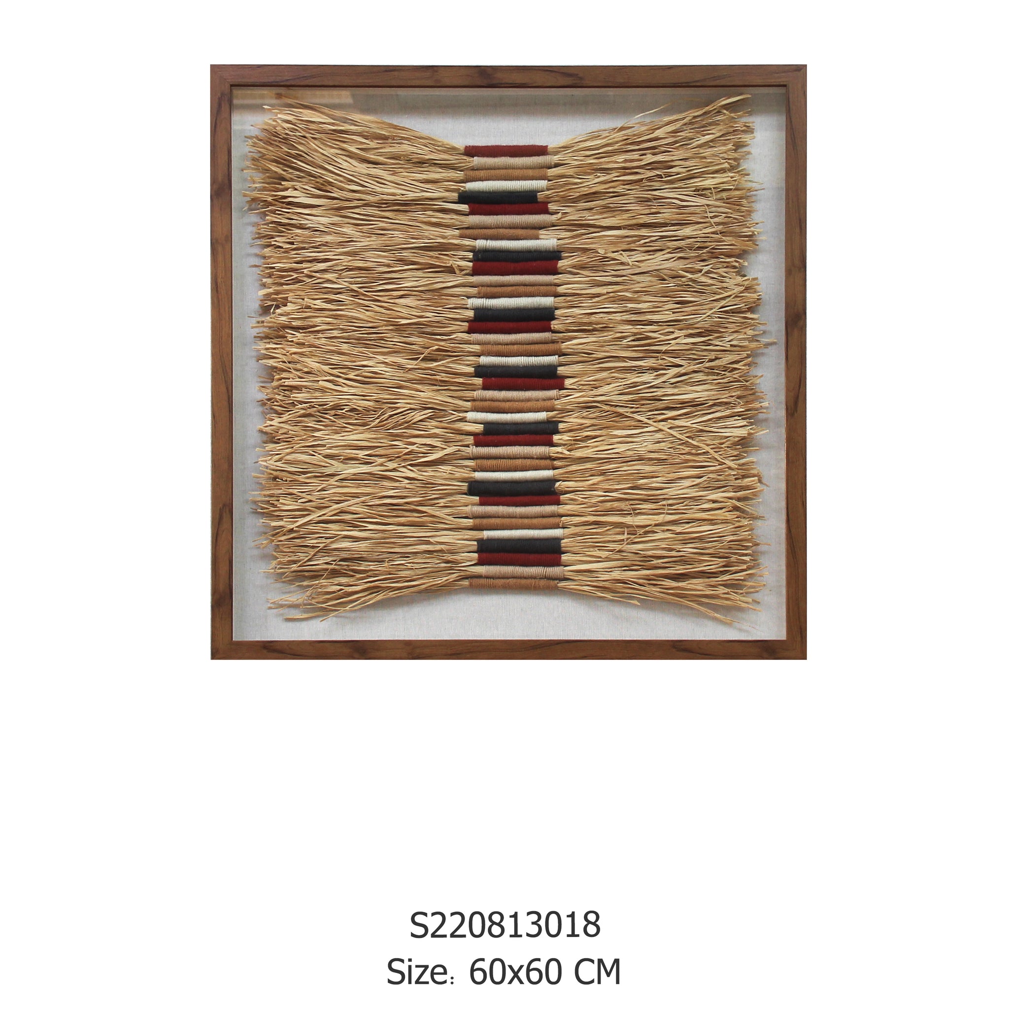 Handmade Raffia Wall Art on Wooden Framing