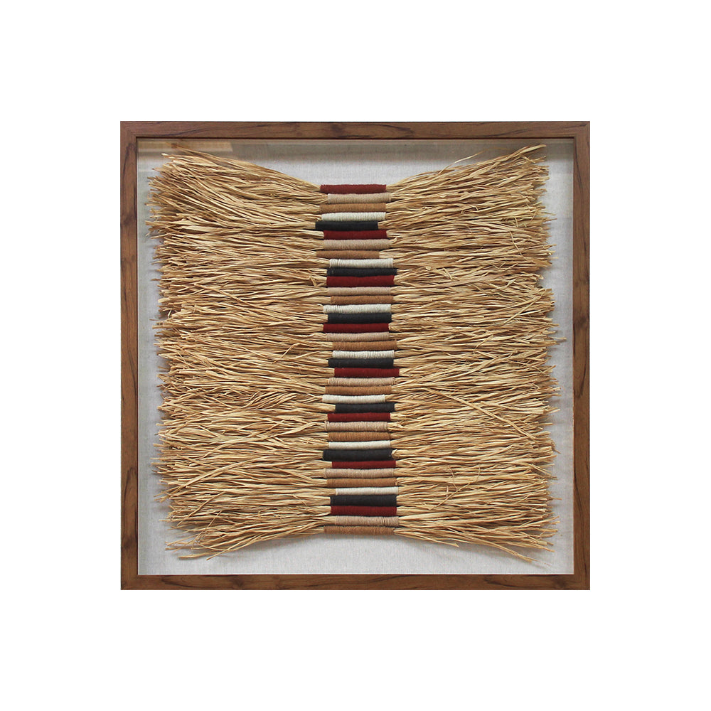 Handmade Raffia Wall Art on Wooden Framing