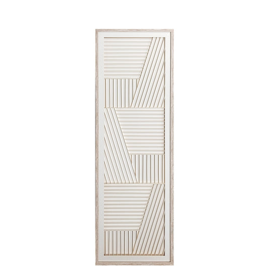 Abstract Elegance: Textured Geometric Wall Art in Wood Frame