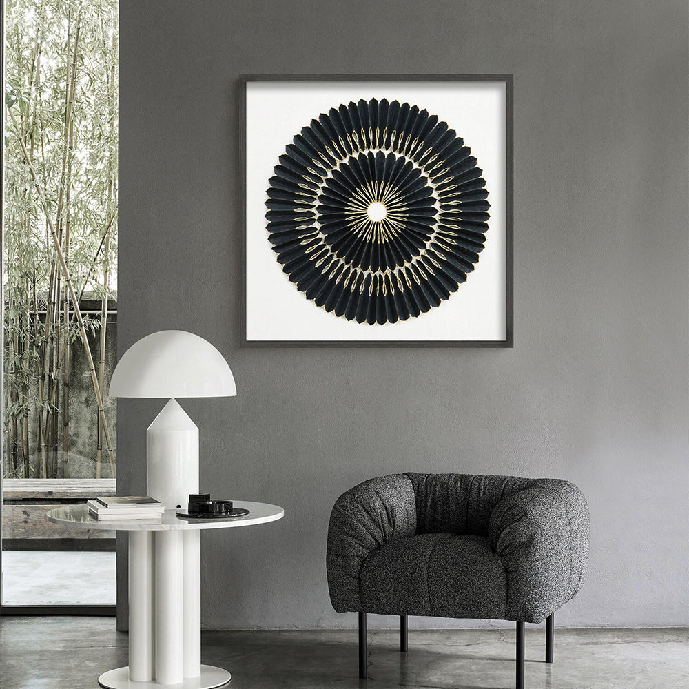 Sophisticated Black and Gold Mandala Art