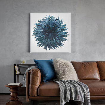 Blue Feather Textured Wall Art