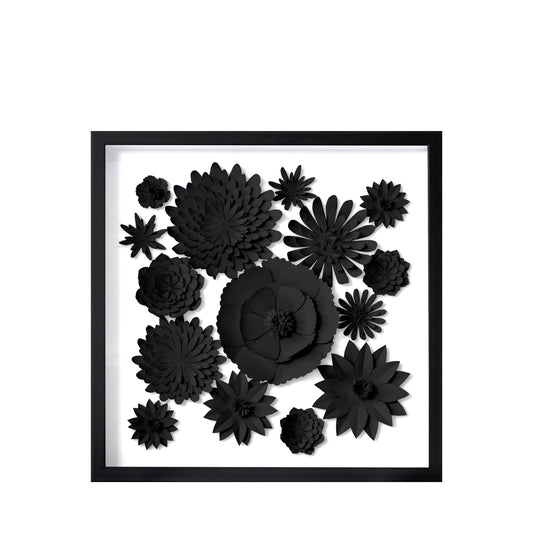 Black Elegant Paper Flower Wall Art with PS Frame