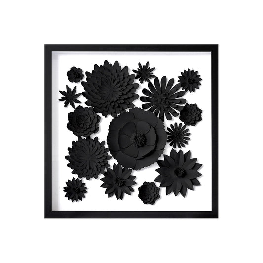 Black Elegant Paper Flower Wall Art with PS Frame