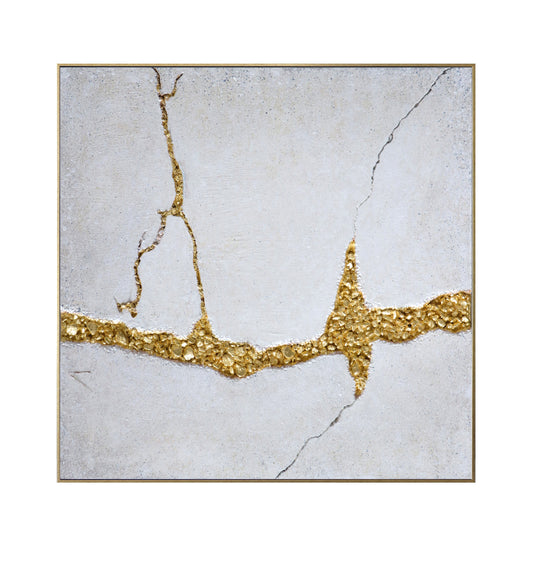 Cracked Elegance: Gold-Infused Wall Art