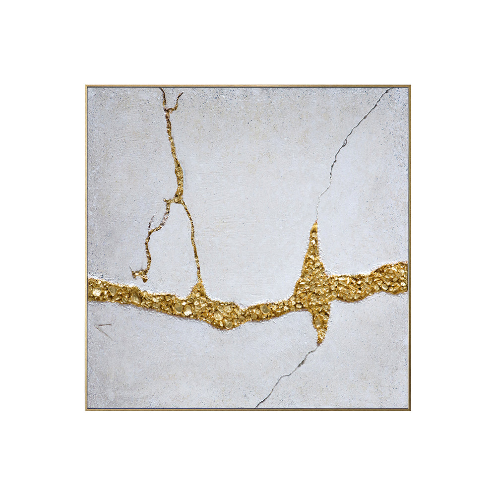 Cracked Elegance: Gold-Infused Wall Art