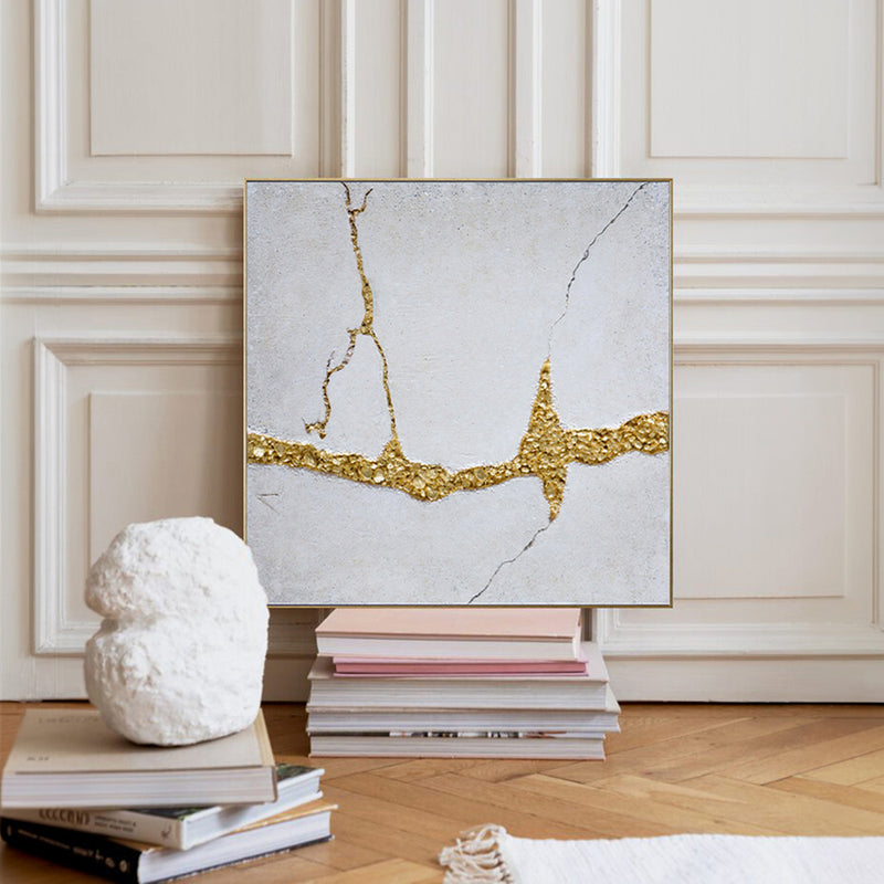 Cracked Elegance: Gold-Infused Wall Art