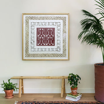 Rustic Red and White Tribal Mandala Wall Art